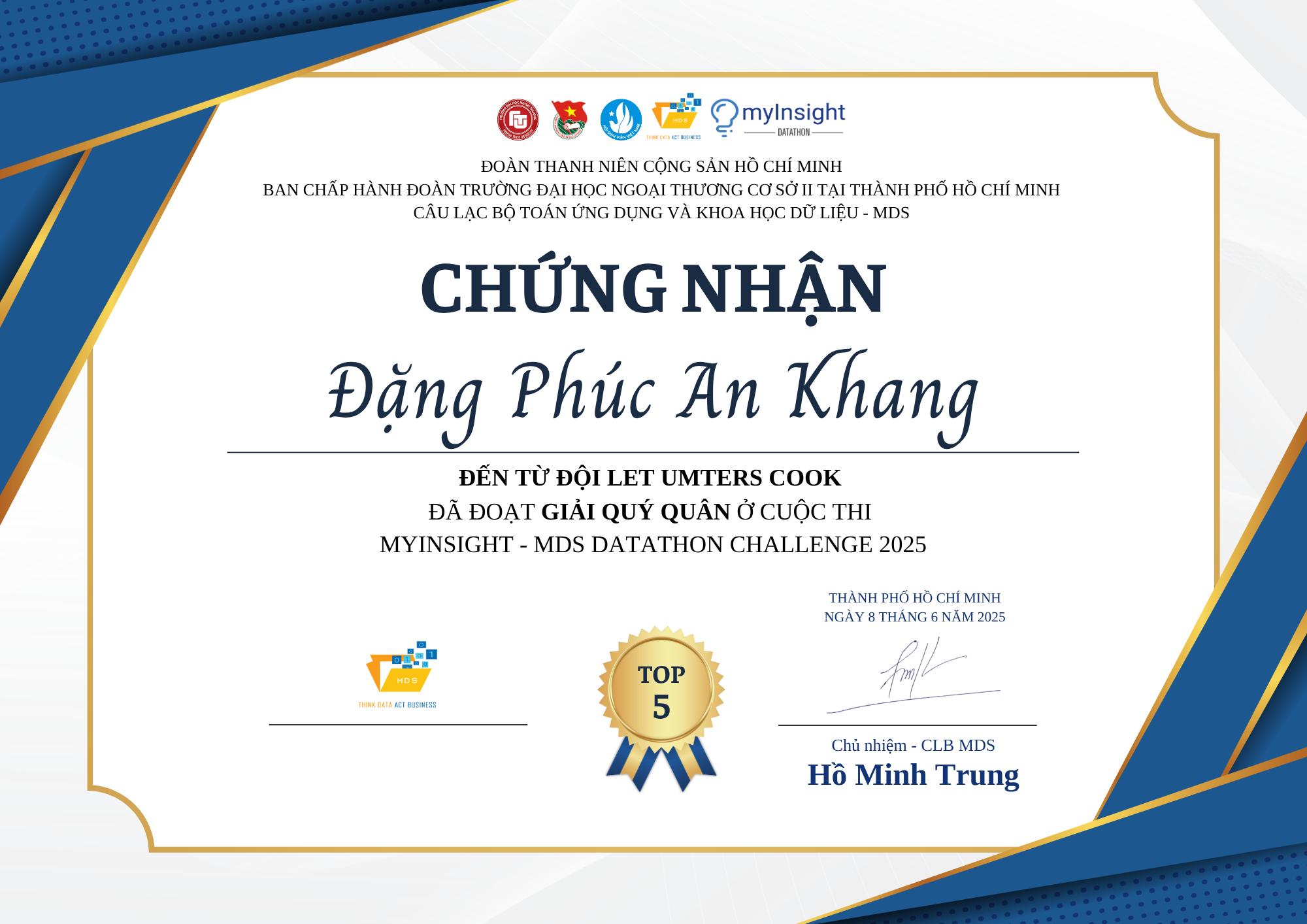Giấy chứng nhận MDS Datathon 2025