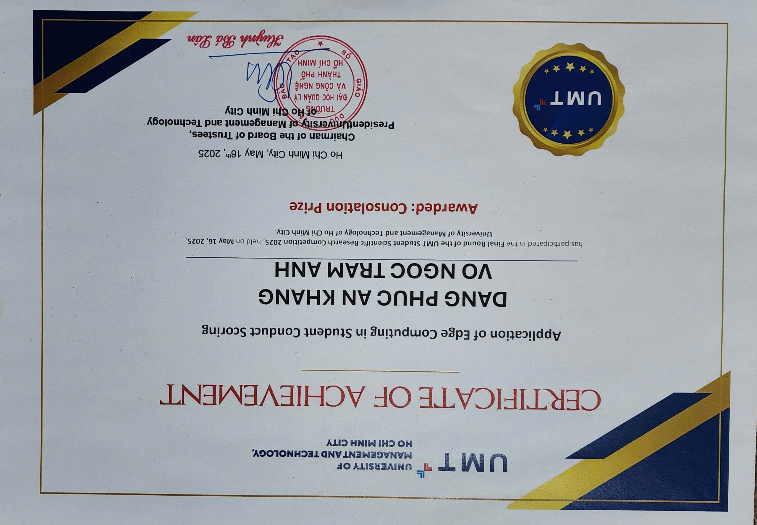 Giấy chứng nhận NCKH UMT 2025