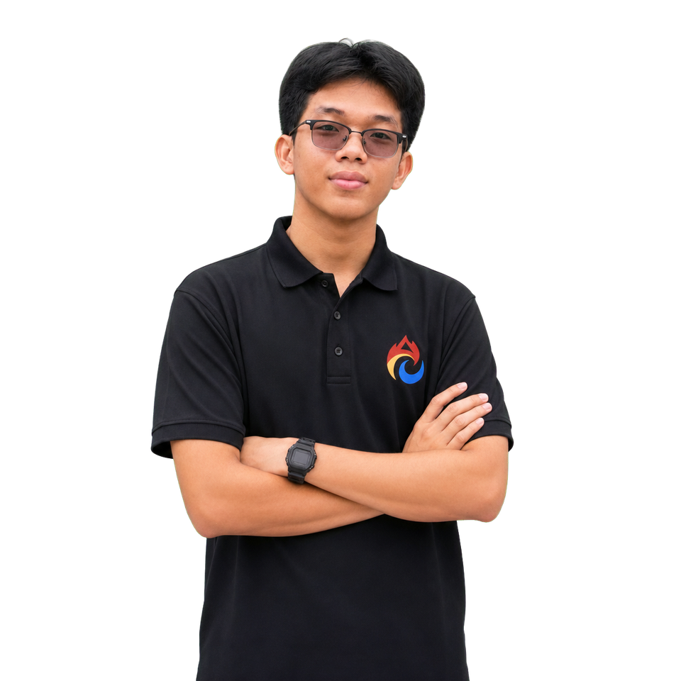 Khang standing confidently with arms crossed